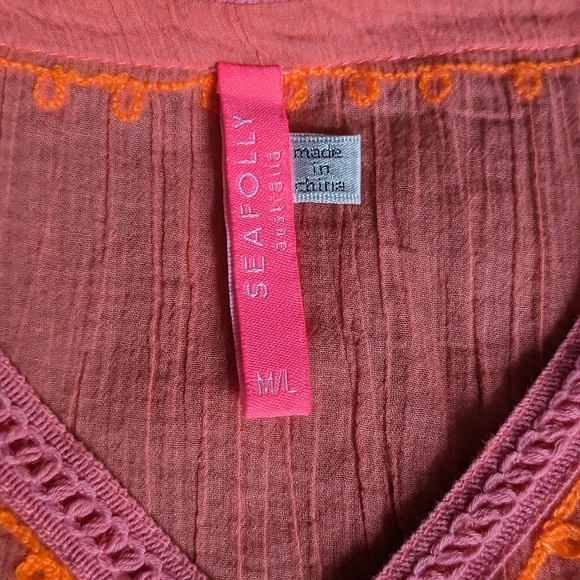 Final Price EUC Seafolly Big Girls Embroidered Kaftan in Fusion Coral - Picture 7 of 12